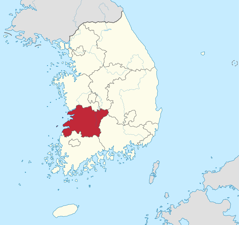 Jeonbuk (North Jeolla) Special Self-Governing Province on a map of South Korea.