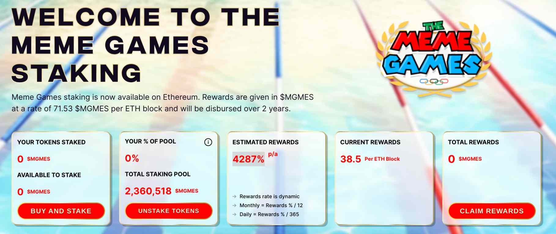 The Meme Games staking rewards