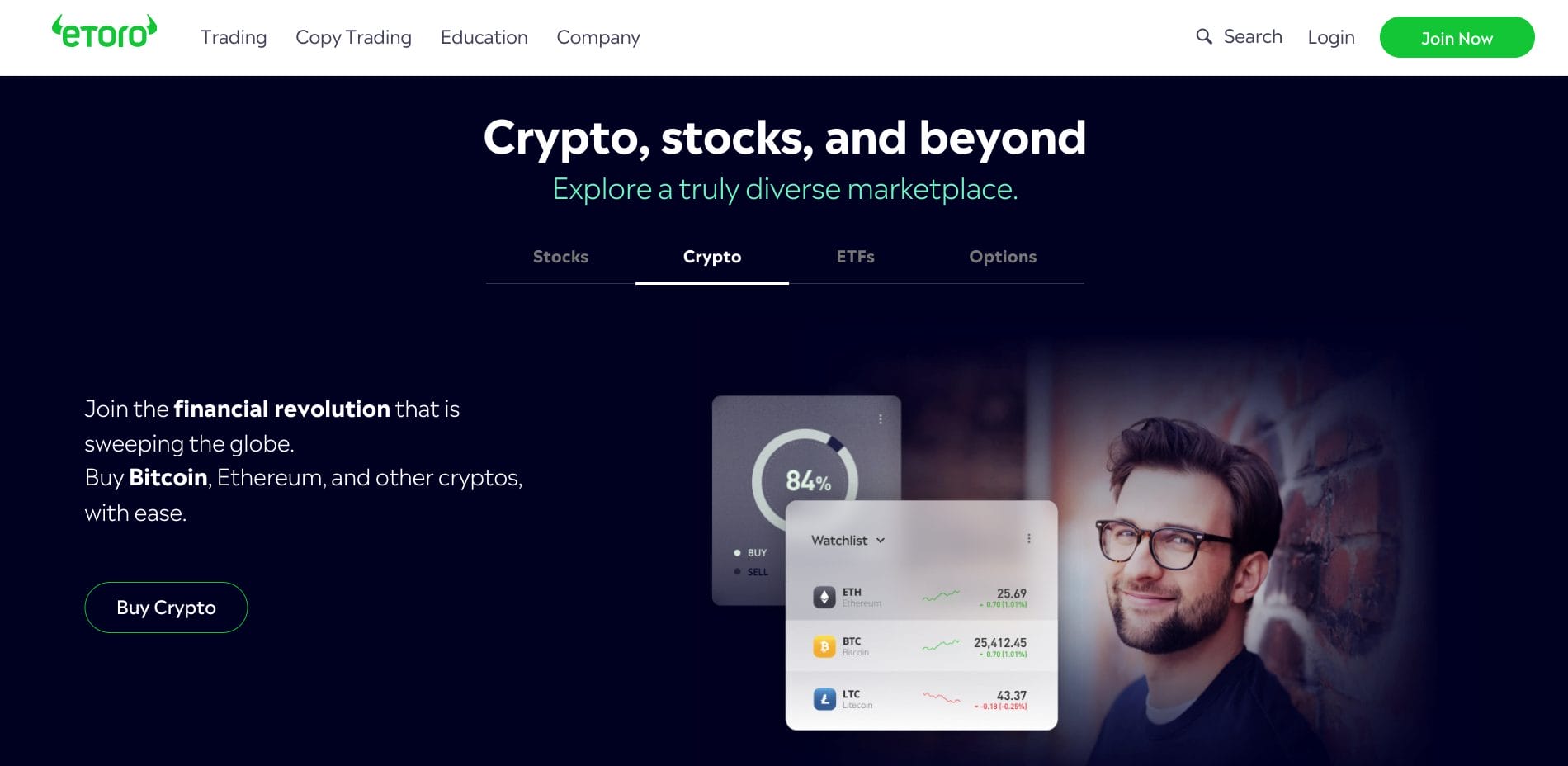 etoro crypto homepage