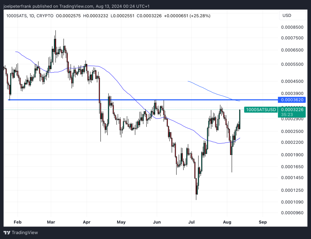 Top Crypto Performers Today - 1000SATS, Sui, ORDI