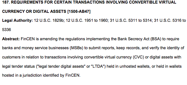 A snapshot of the Treasury's regulatory agenda. 