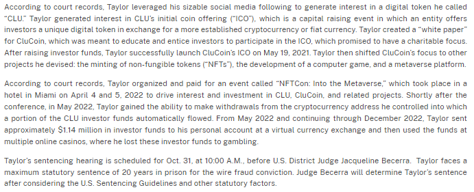 CluCoin Founder Pleads Guilty to Wire Fraud in $1.1 Million Scam