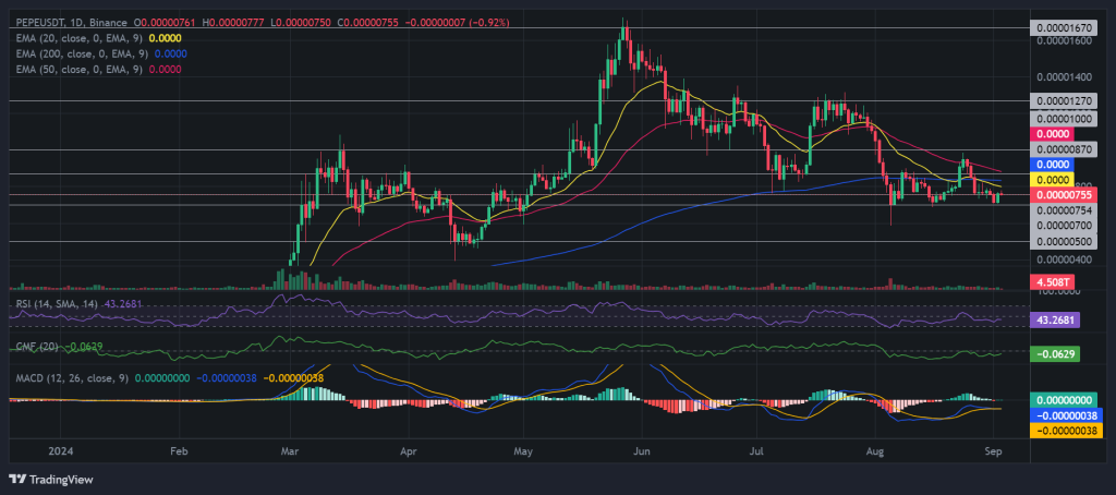 PEPE / USDT 1D Chart. Source: Binance.