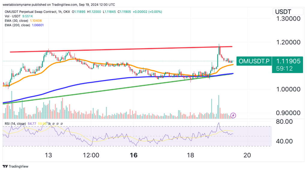 OM Coin price chart.
