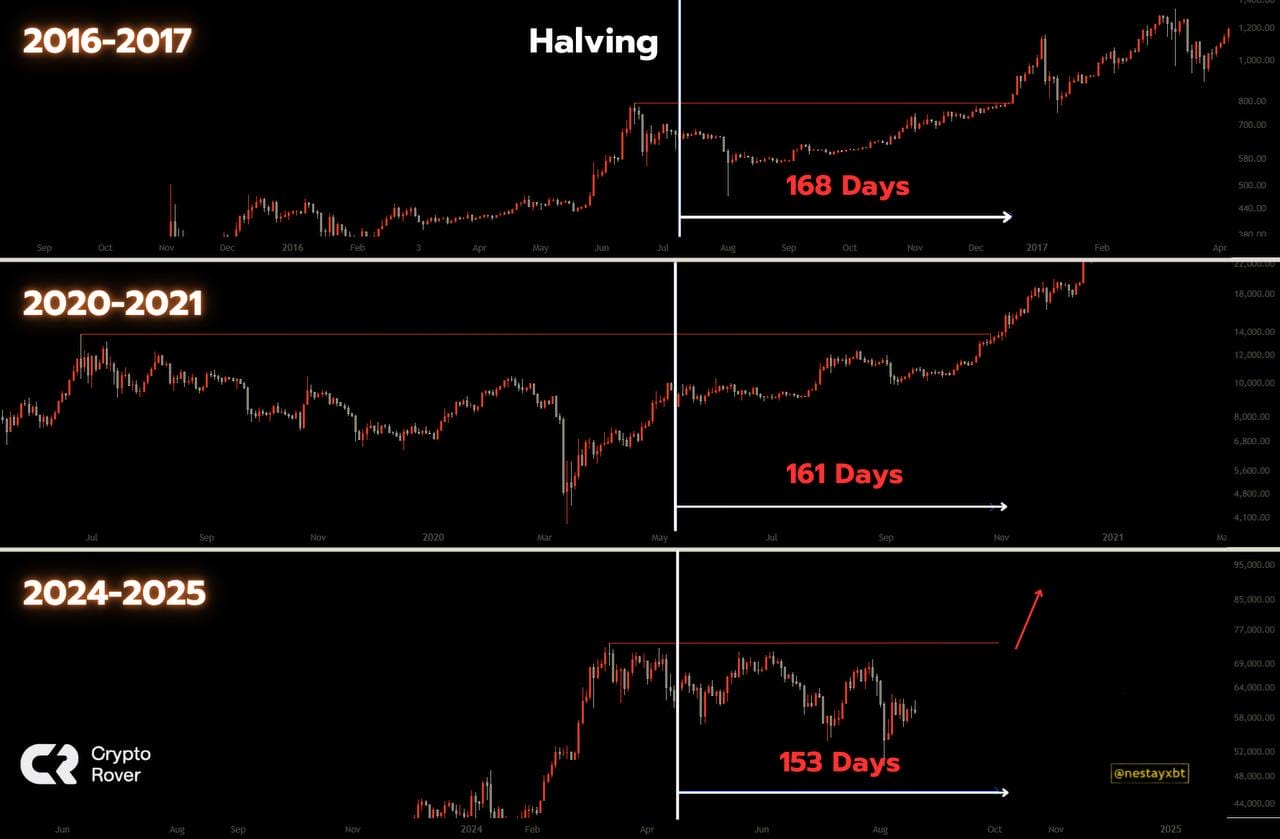 Bitcoin bull market over past having cycles. Source: CryptoRover / X.