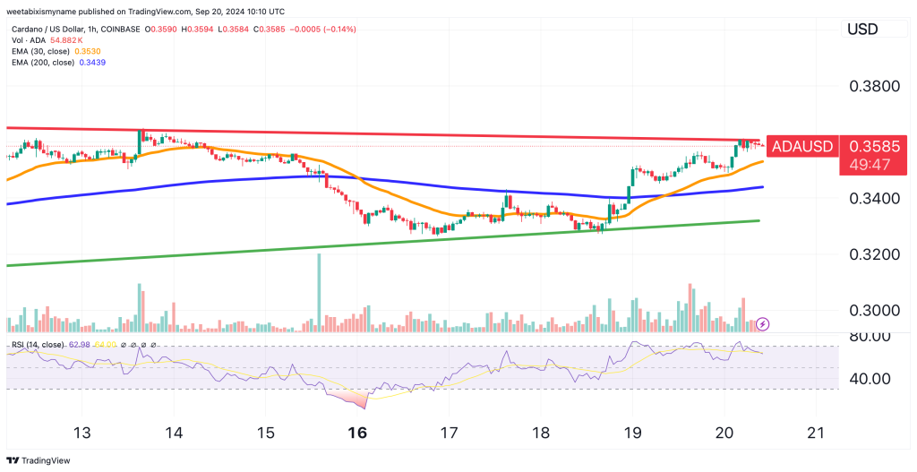 Cardano price chart.