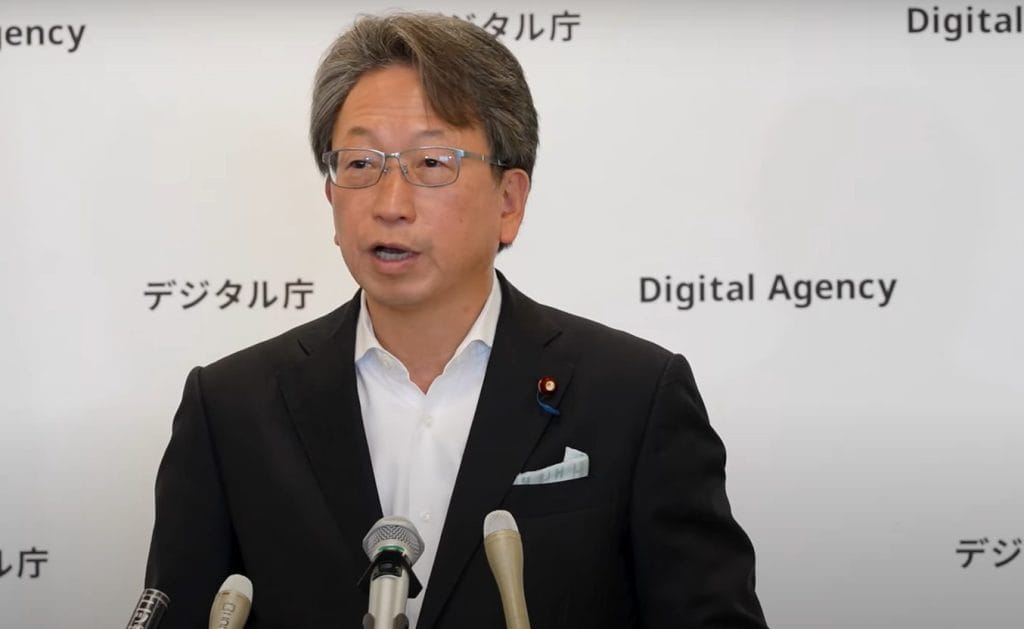 Masaaki Taira, Japan’s Digital Transformation Minister, speaking at a press conference on October 2.