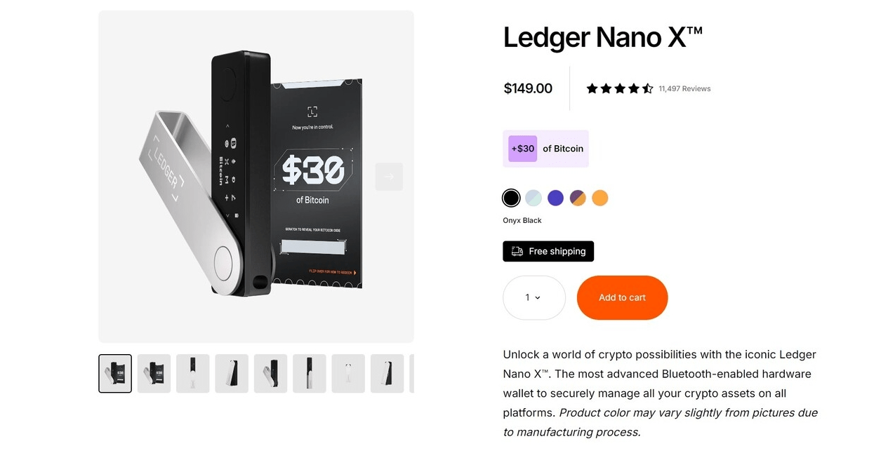 ledger nano x cold crypto wallet