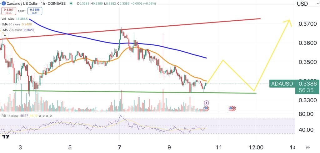 Cardano price chart.