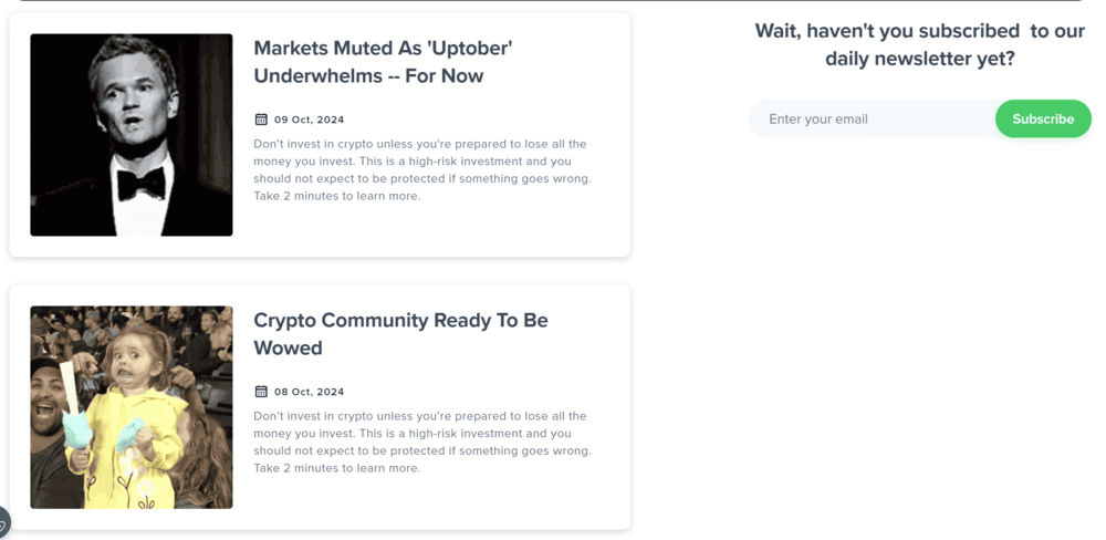 Uphold DEX Daily Market Newsletter