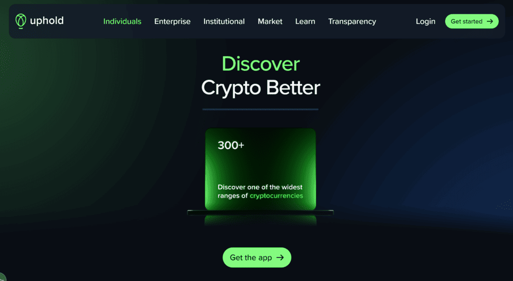 Uphold DEX Homepage