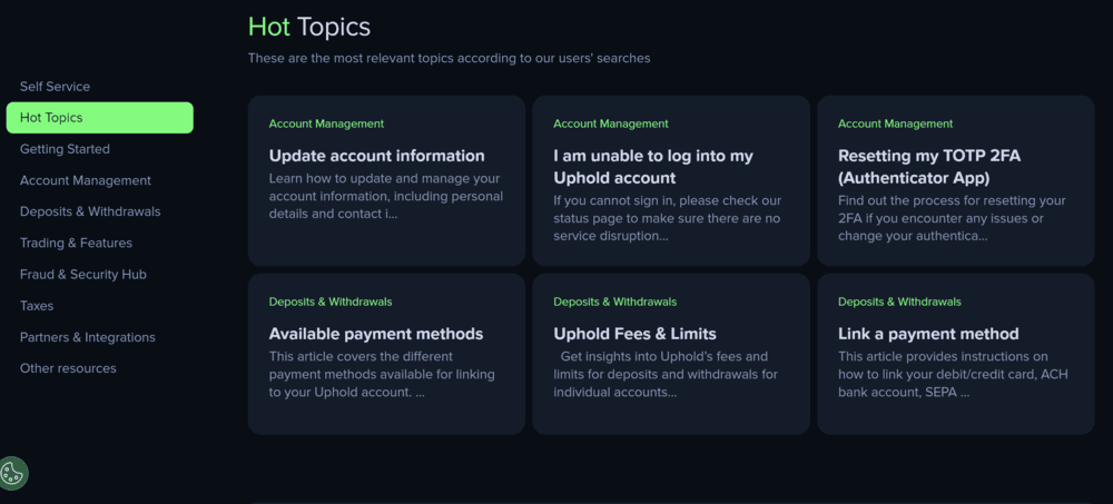 Uphold DEX Online Knowledgebase