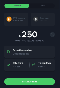 Uphold DEX Crypto Order Entry