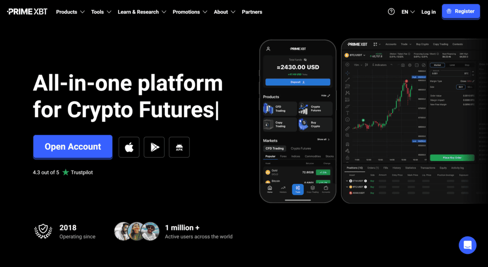 PrimeXBT Crypto Futures Trading Platform