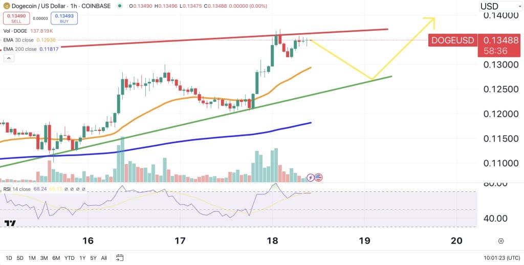 DOGE price chart.