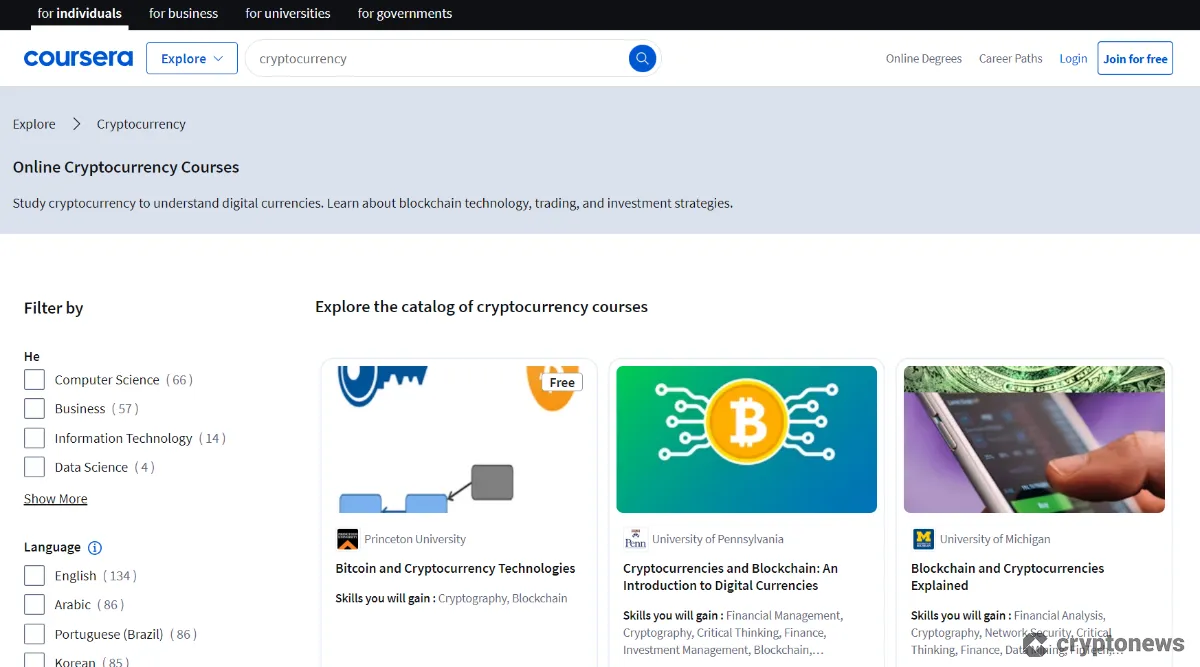 coursera cryptocurrency courses