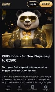 golden panda welcome bonus