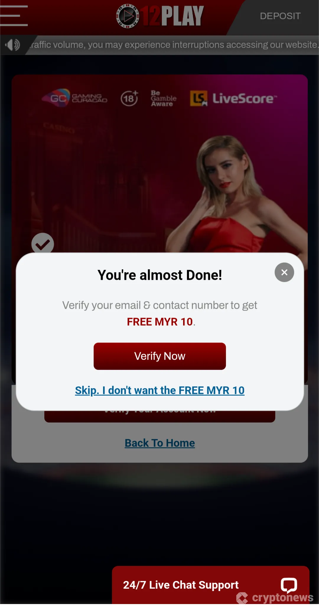 12play mobile verify and get bonus