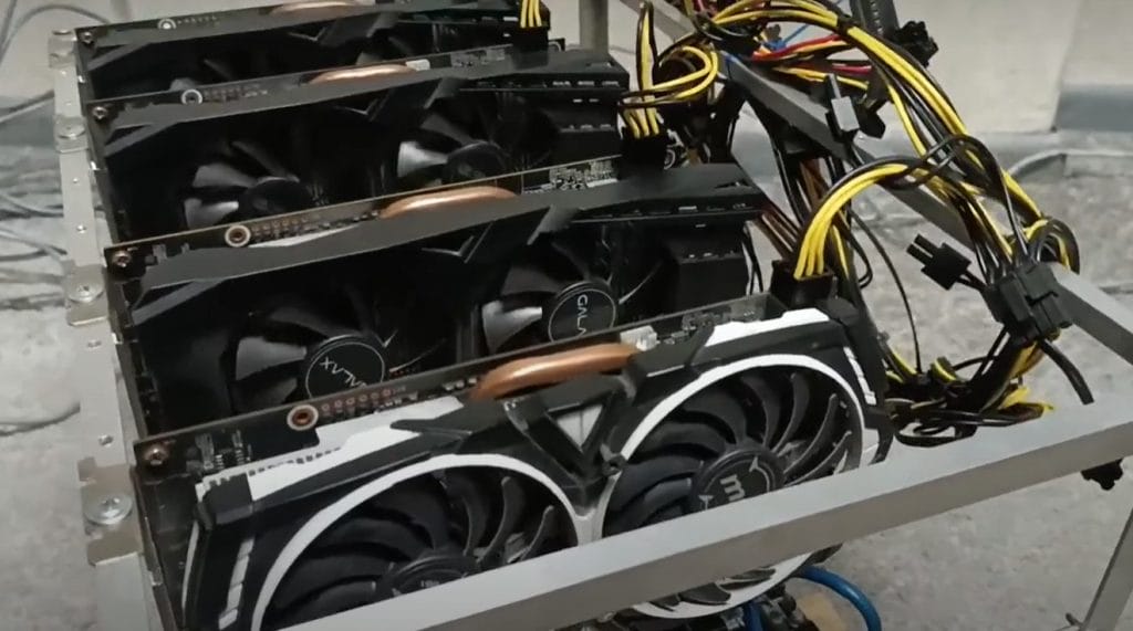 A Russian crypto miner showcases his equipment.