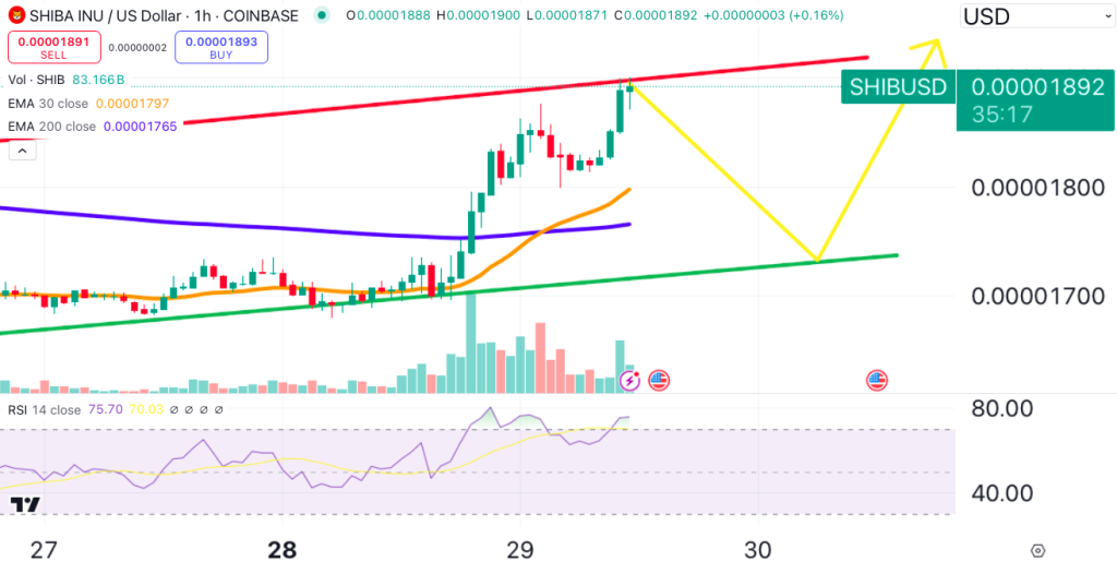 SHIB price chart.