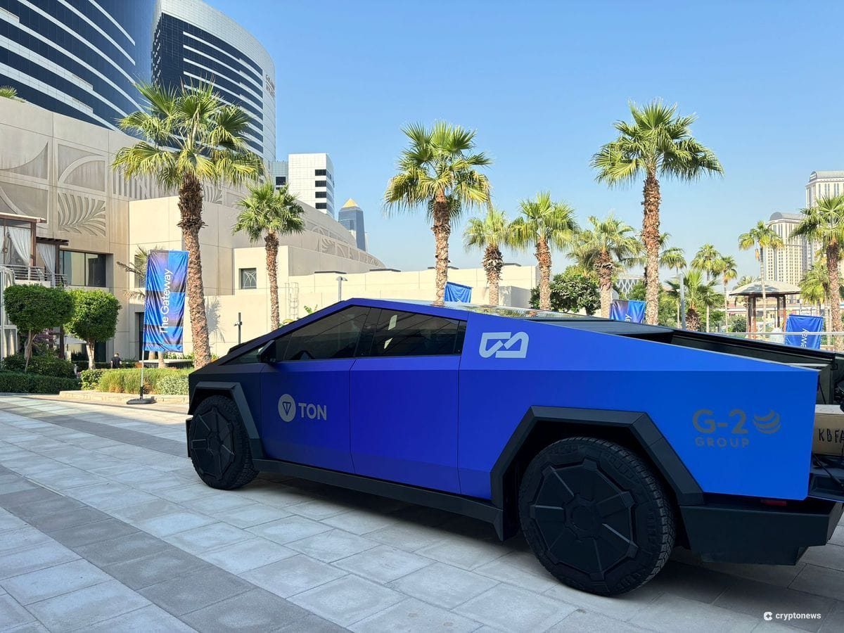 TON branded car outside the Gateway 2024 conference in Dubai.