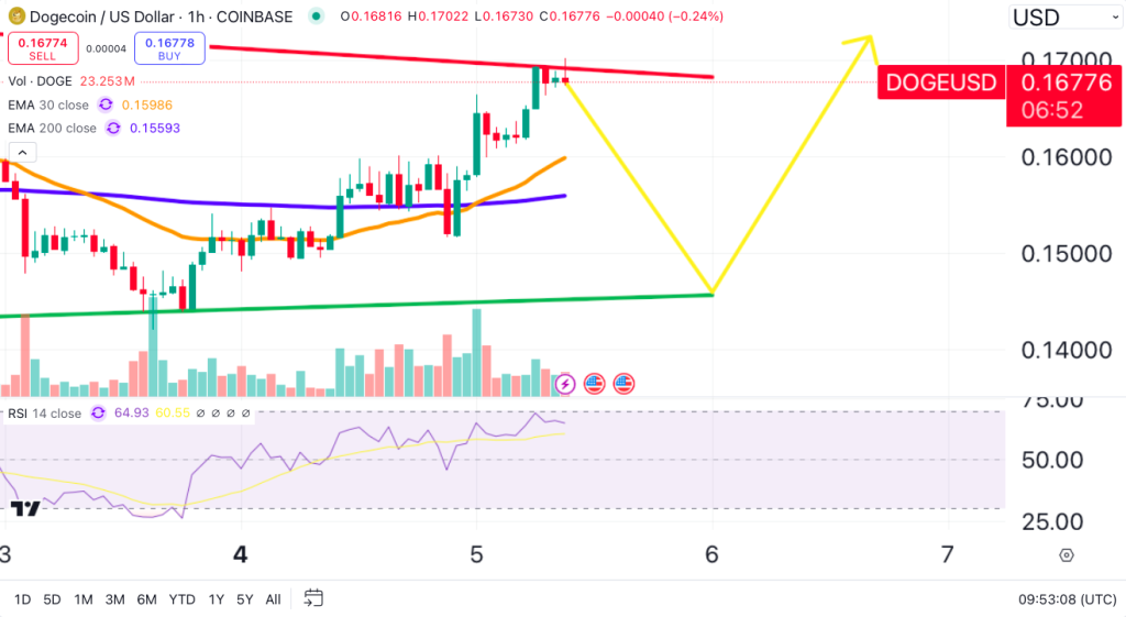 Dogecoin price chart.