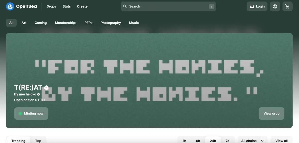 OpenSea Homepage screenshot