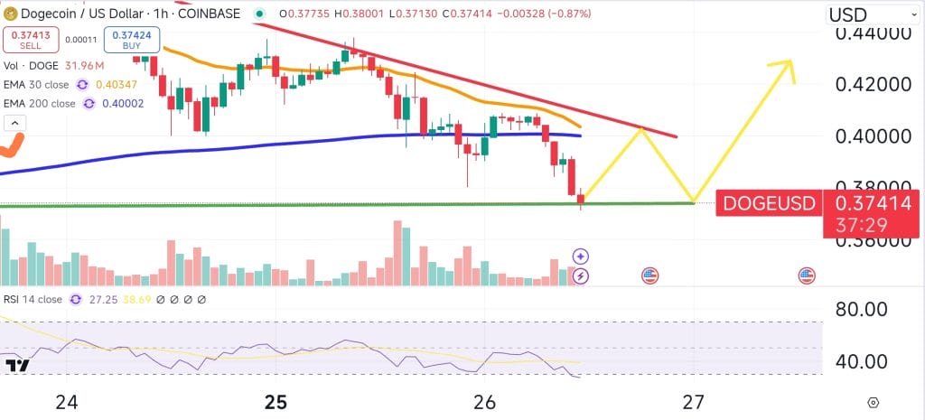 Dogecoin price chart.