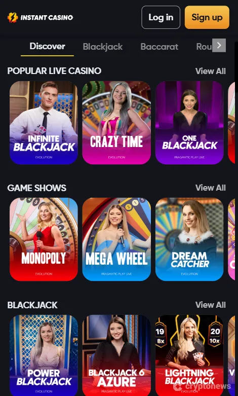 live dealer games live games mobile view