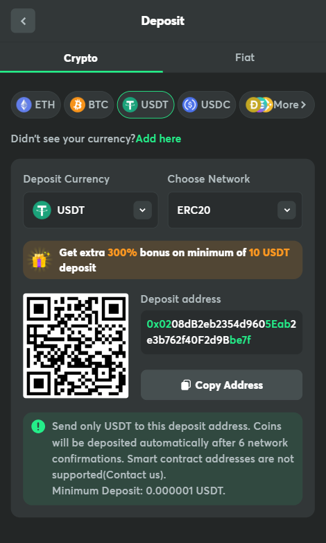 deposit tether