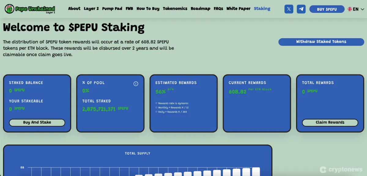 Pepe unchained staking rewards