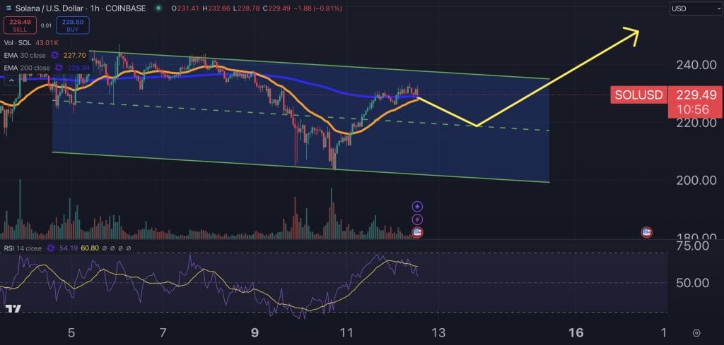 Solana price chart.