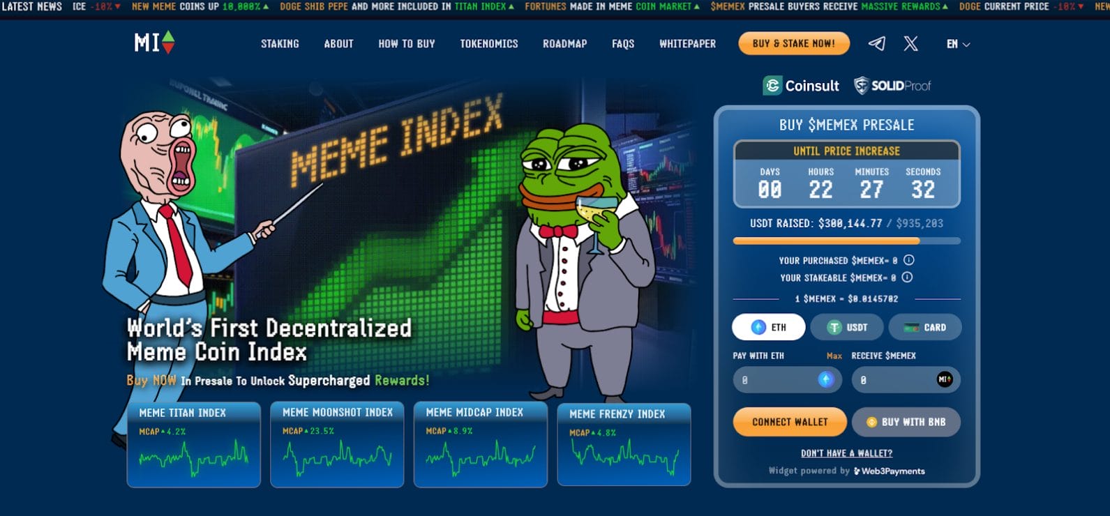 New Crypto Launch Meme Index (MEMEX) Begins Token ICO - Next Big Meme Coin?