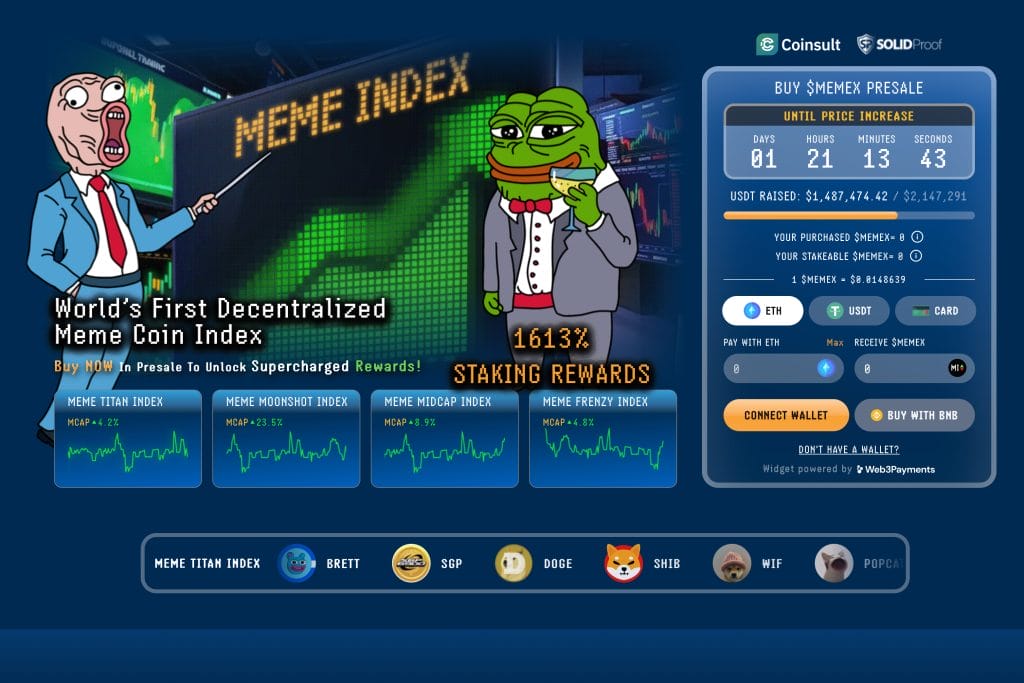 Meme Index presale page.