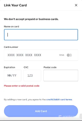 Coinbase signup process step 3