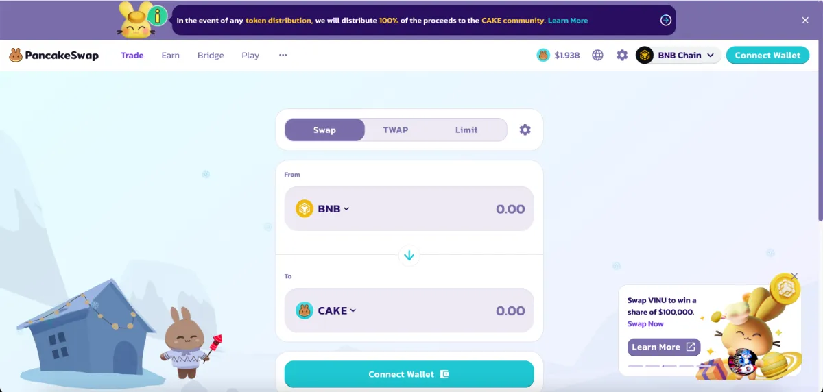 Pancake Swap homepage