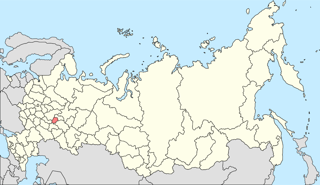 The Chuvash Republic on a map of Russia.