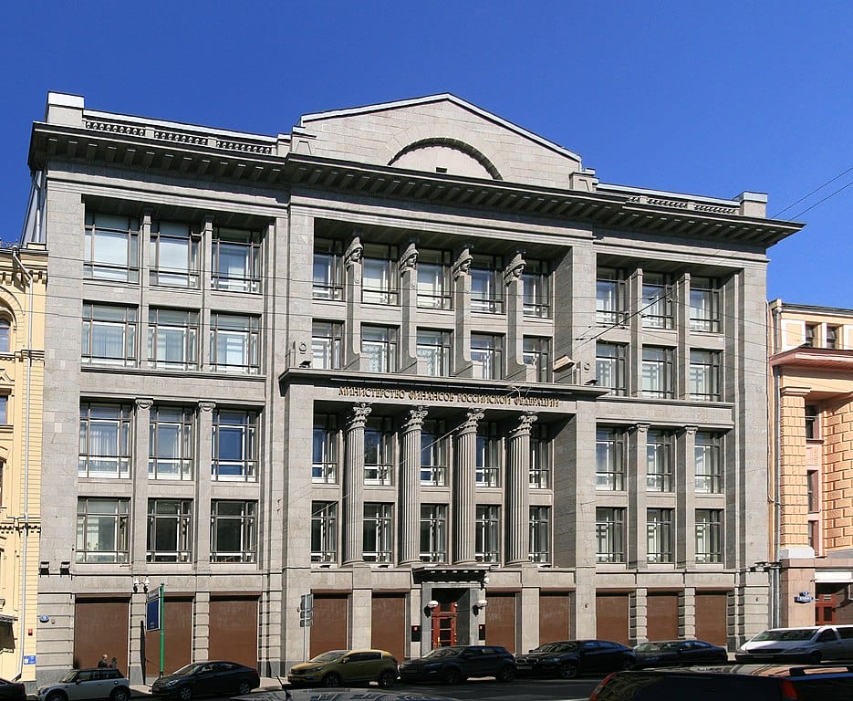 The Russian Ministry of Finance in Moscow, Russia.