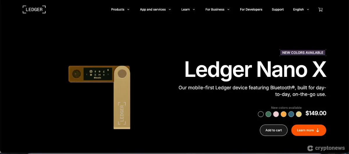 หน้าแรกของ Ledger Nano X