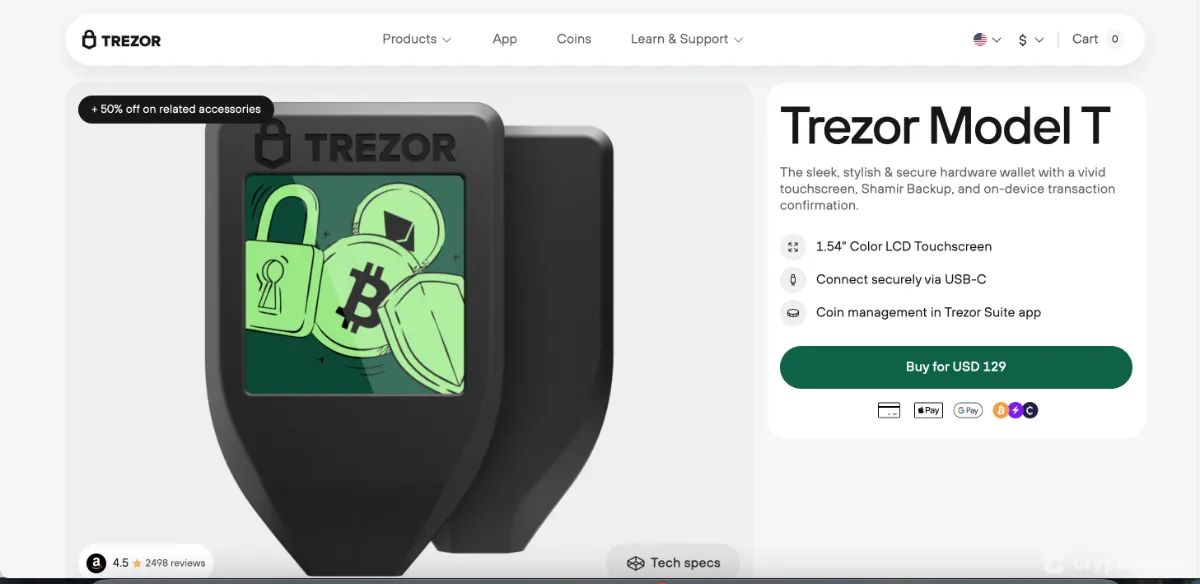 หน้าหลัก Trezor Model T