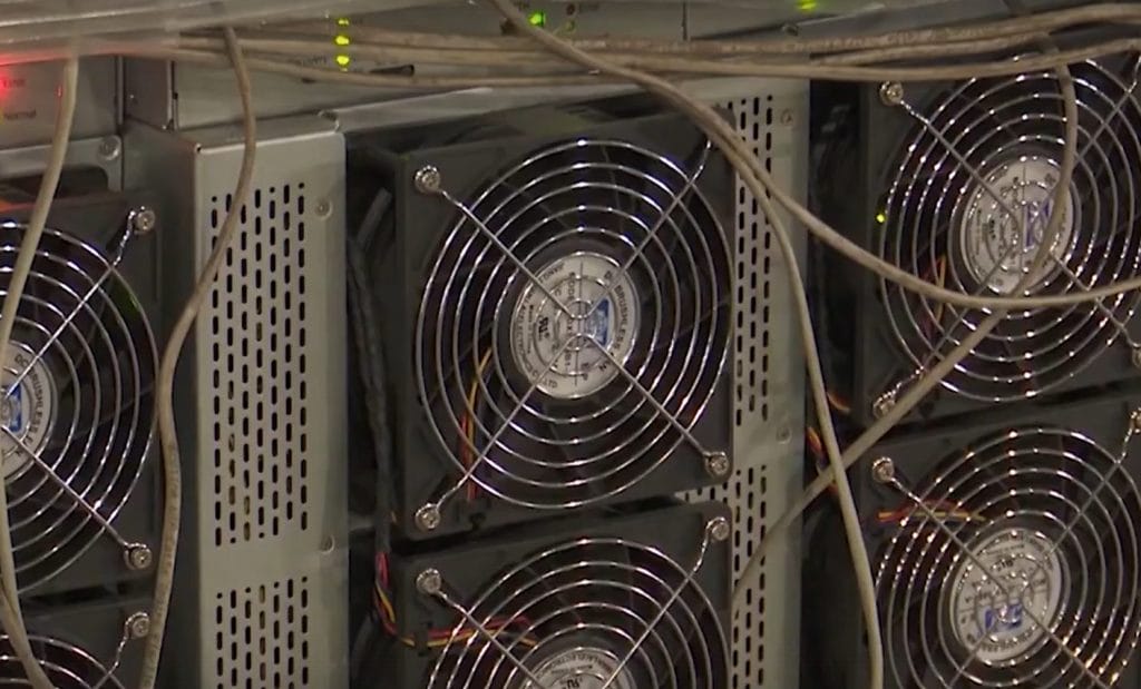 Crypto mining rigs in a BitRiver data center.