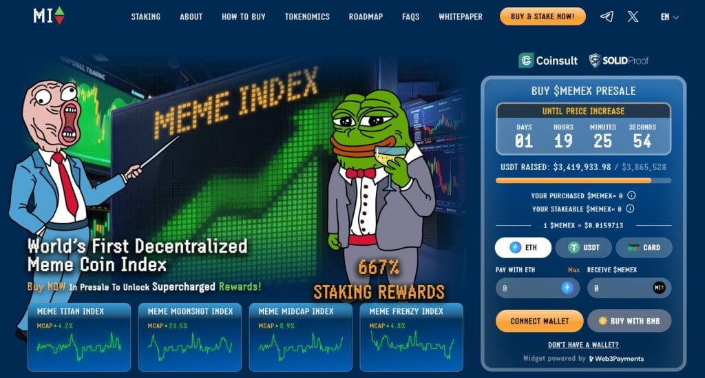 Meme Index Landing Page. Source: Meme Index.