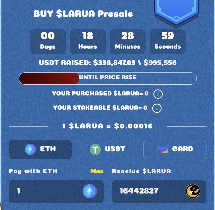 Larva to Moon Presale Interface