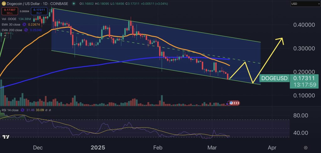 Dogecoin price chart.