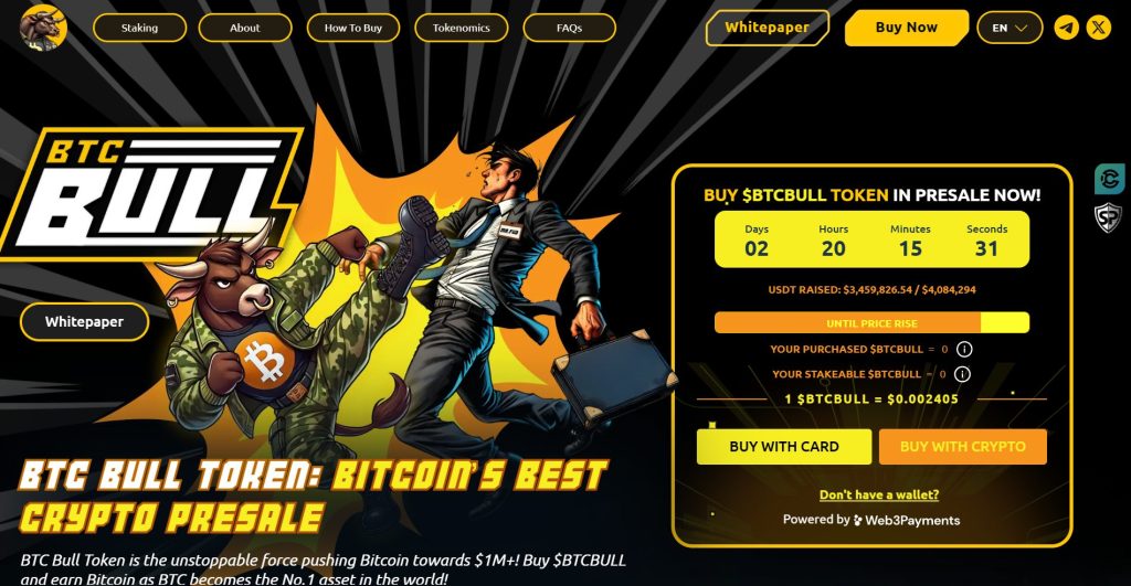 Bitcoin Bull (BTCBULL) presale website.