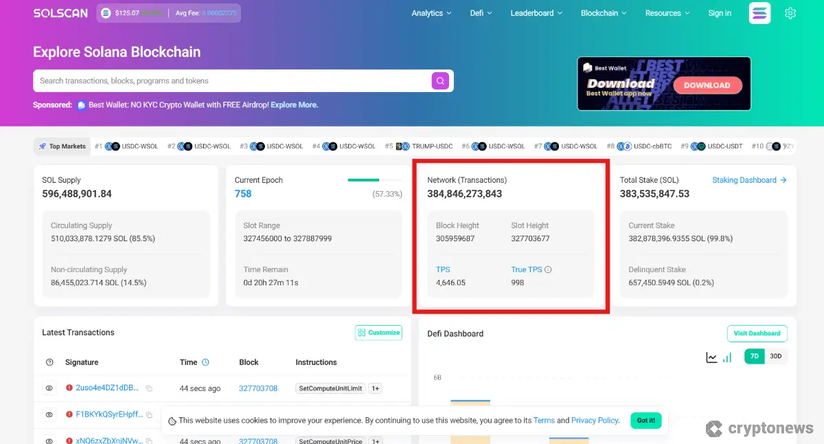Block exploration on SolScan