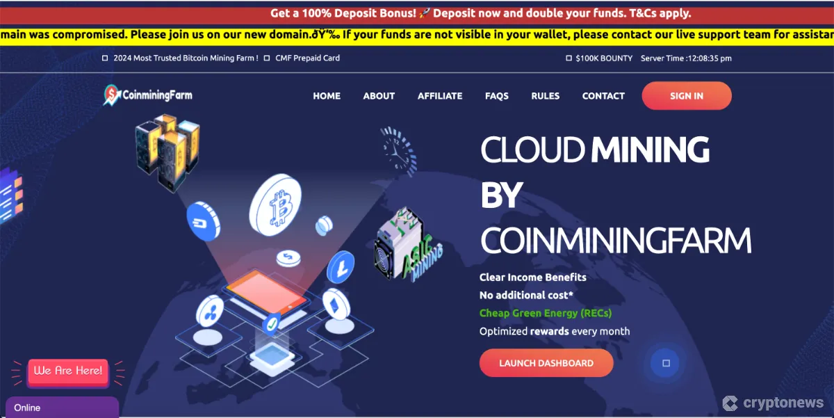 coin mining farm homepage