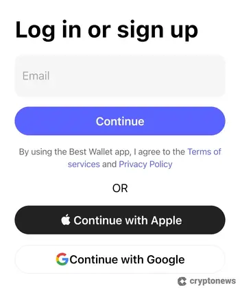 Best Wallet log in widget to create a crypto wallet account 