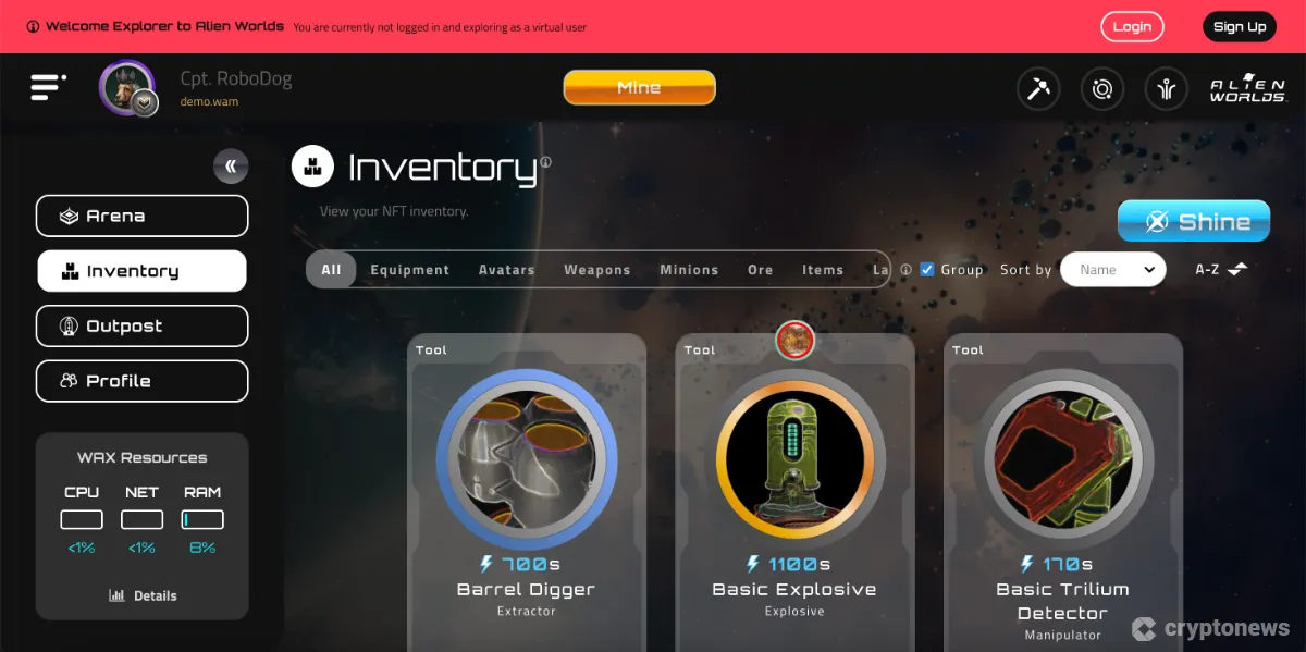 alien worlds homepage