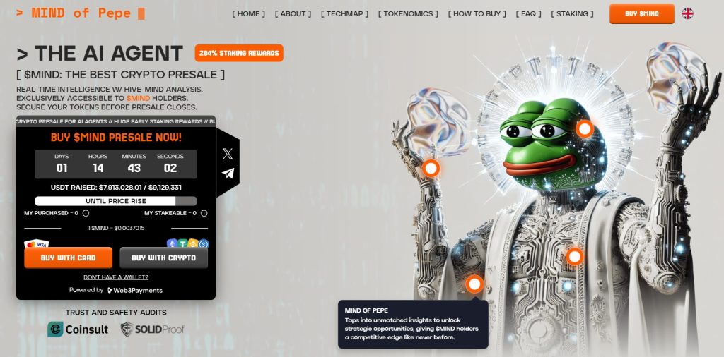 MIND of Pepe (MIND) presale website.